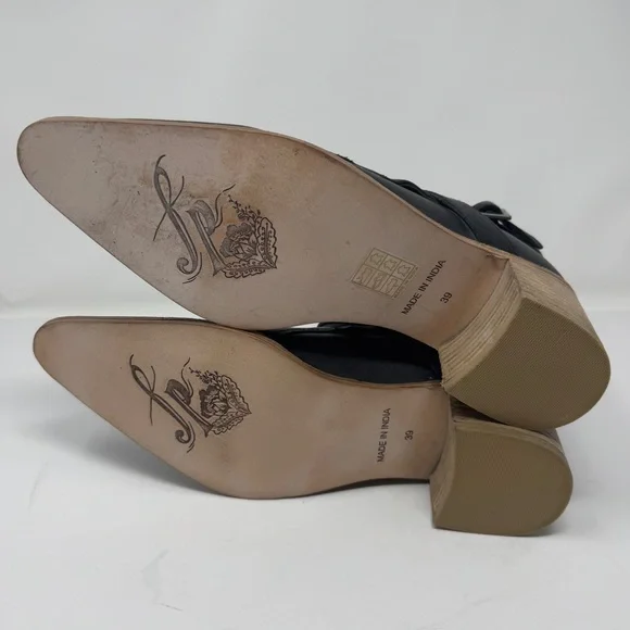 Free People Back Loop Black Leather Ankle Boots EU 39 US 8.5 - Picture 7 of 8